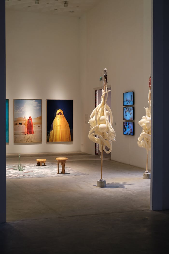 Offerings Explore a modern art gallery showcasing unique sculptures and captivating photography.